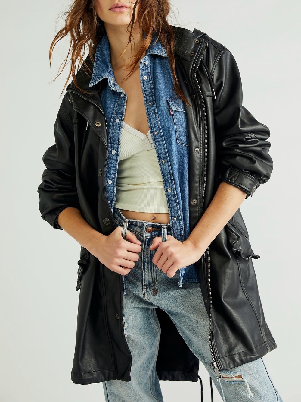 Free People "We The Free" Twilight Vegan Leather Parka.
